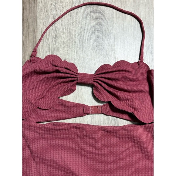 Marysia Swim Antibes One Piece Swimsuit Size XL Beet Scalloped Edge Bow - Picture 5 of 10